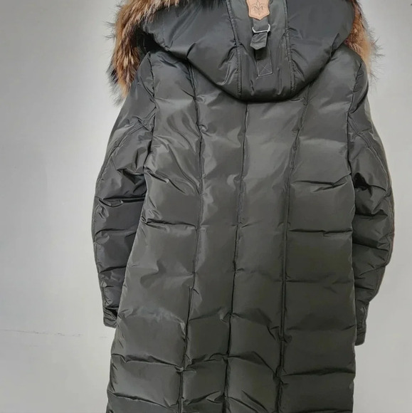 Mackage Long Coat Harley Army Khaki Racoon Rabbit Down Filled Leather  Tri… - Picture 8 of 9